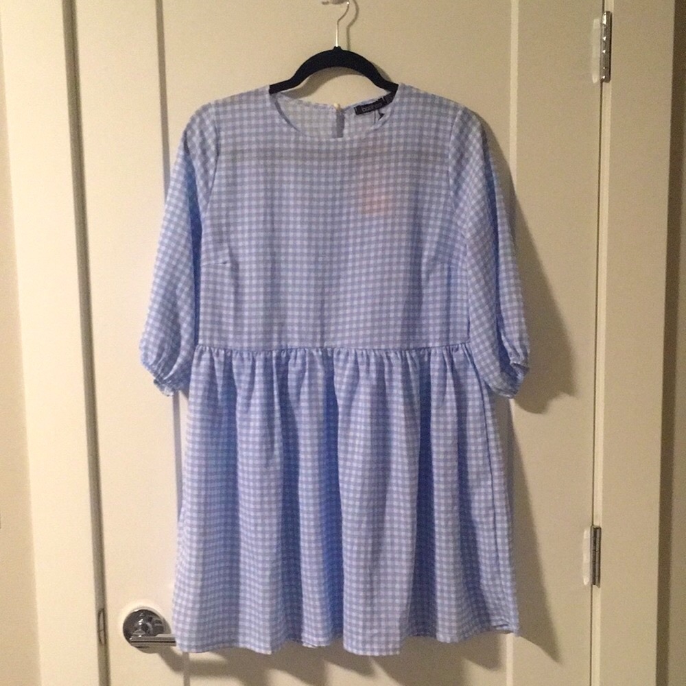 Boohoo Blue Gingham Dress Size 8
